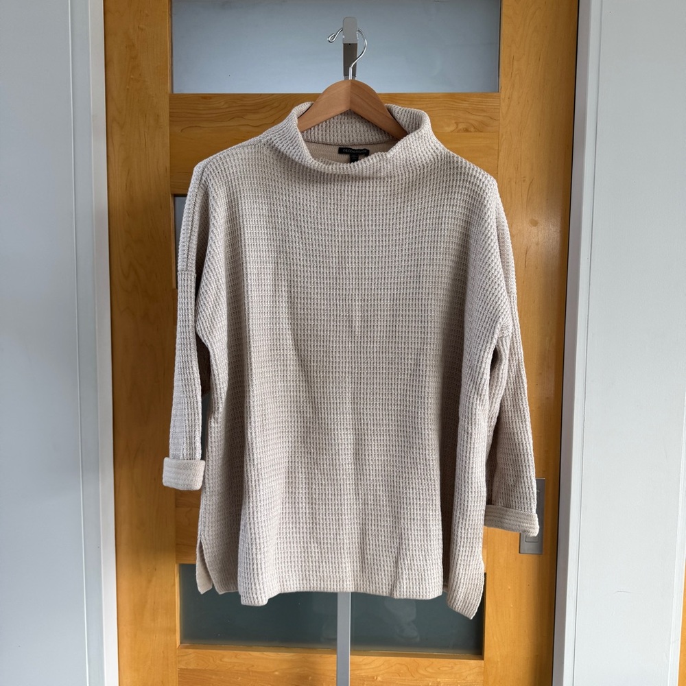 Eileen Fisher Soft Beige Turtleneck Sweater